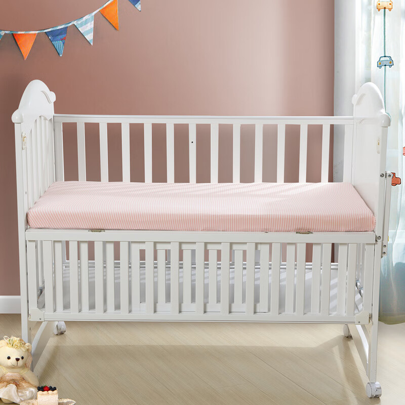 水星水星宝贝针织棉婴儿床笠床上用品新生儿宝宝床床单儿童床床罩 粉红色 60CMX115CM