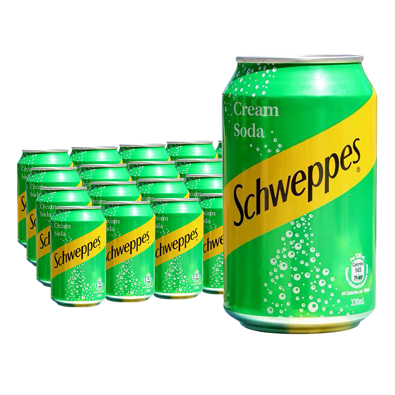 schweppes)香港进口饮料 忌廉汽水奶油味饮料330ml*24罐 整箱装苏打水