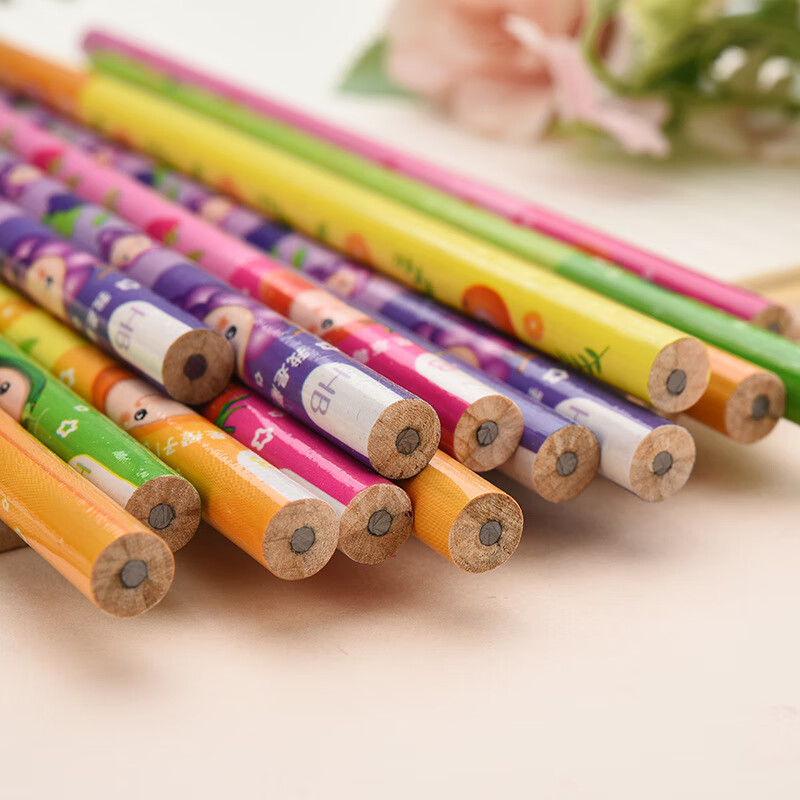 小学生hb铅笔原木圆杆铅笔儿童学习文具用品 【推荐】10支/图案随机