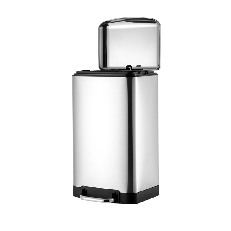 欧润哲 脚踏垃圾桶 20L缓降静音鼓形不锈钢带盖翻盖户外厨房卫生间有盖方形卫生桶 内外双桶
