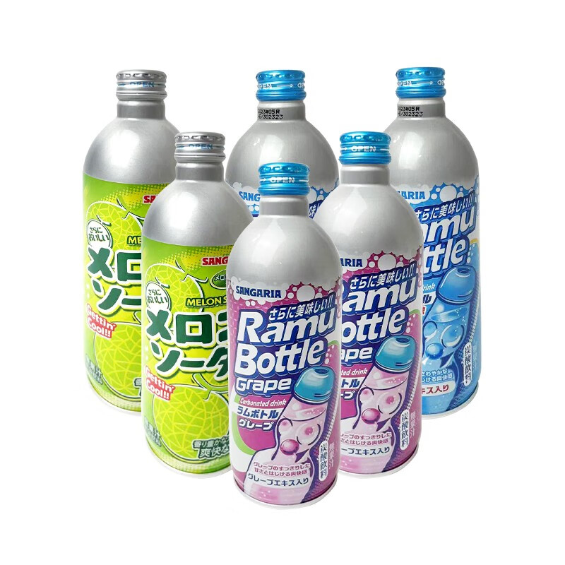 日本原装进口三佳利波子汽水果味碳酸饮料 500ml铝罐网红夏日饮料 3