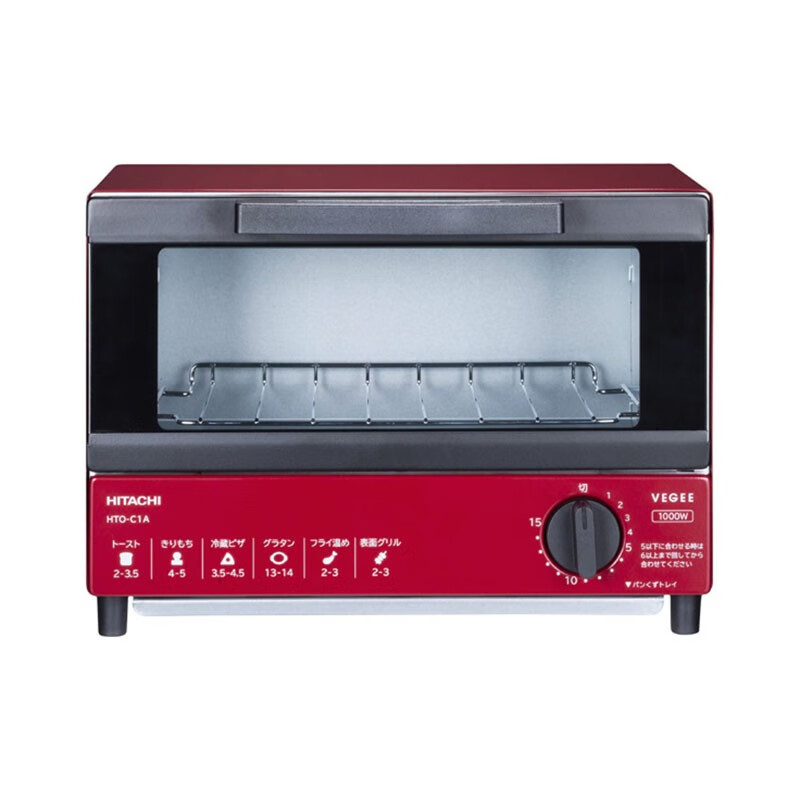 日立（HITACHI）【日本直邮】家用大功率电烤箱烤面包烤吐司全自动多功能烘焙烤箱 (电压100V需变压器) HTO-C1A-R