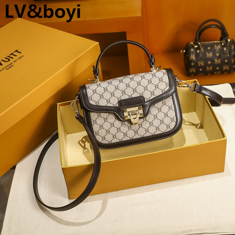 lvboyi包包女包高品质新款百搭单肩小方包斜挎手提包 浅灰色