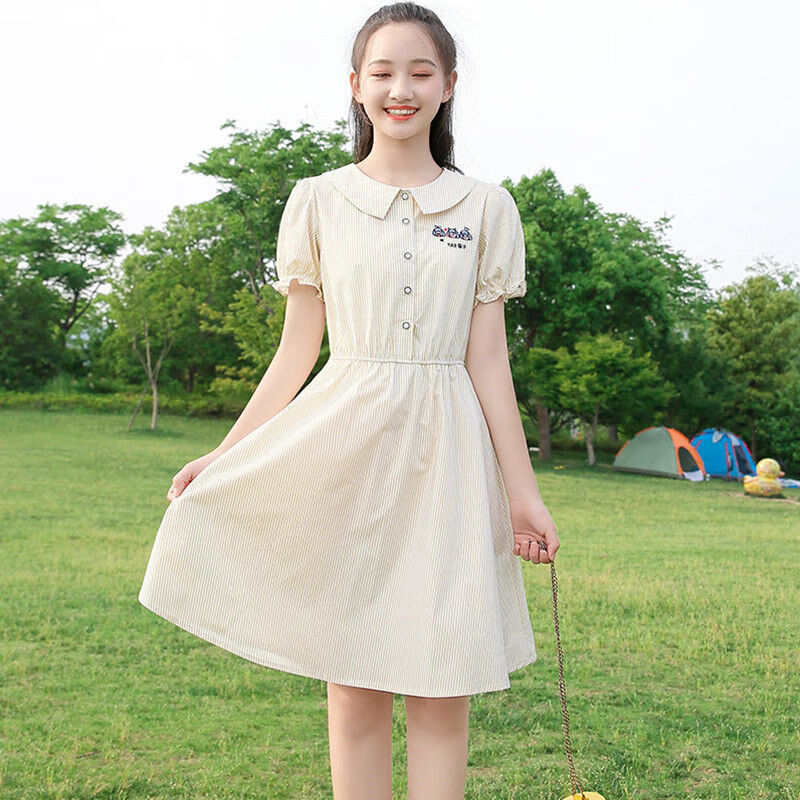 御仕达娃娃领初高中连衣裙新款夏装甜美风甜美甜美风少女裙子中学