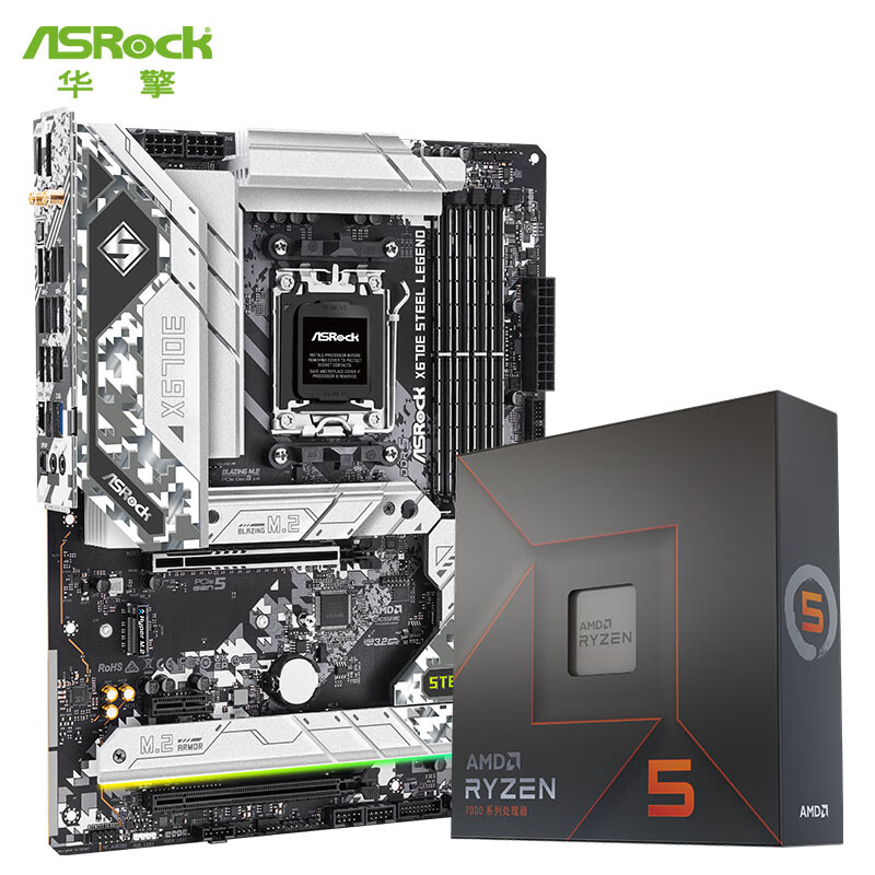 华擎 (ASRock) X670E Steel Legend 钢铁传奇 主板+AMD 7600X 台式机 CPU处理器 板U套装