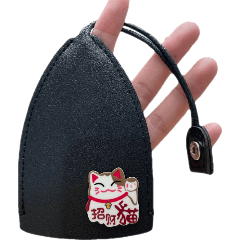 皮田鑰匙包女創(chuàng)意抽拉式鑰匙包收納卡通小巧鎖匙套大容量男女汽車通用 貓-黑鑰匙包