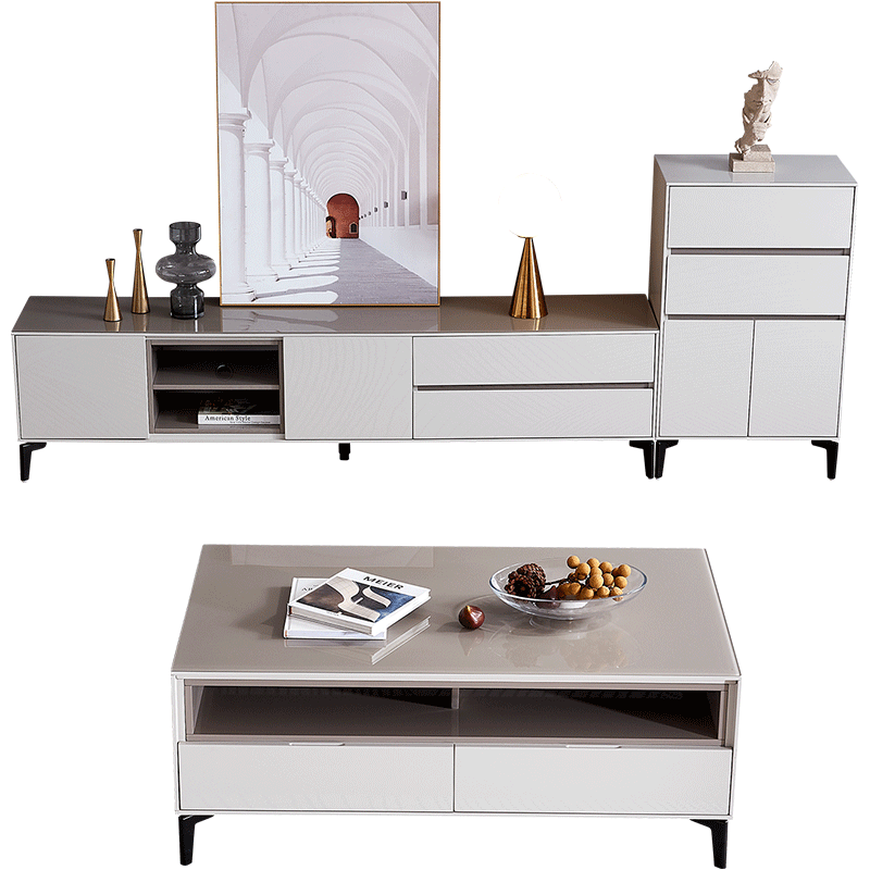 全友家私 多功能茶几电视柜客厅卧室斗柜组合现代简约大小户型家具钢化玻璃台面126106(闪) 电视柜(主柜)