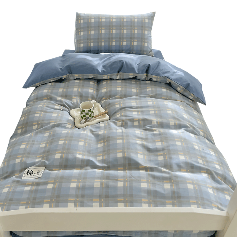 猫人全纯棉床上三件套 全棉被套学生宿舍单人床单枕套被罩0.9/1.2m