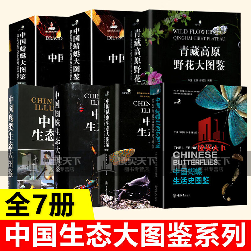 7本中国生态大图鉴全套鸟类生态大图鉴+蜘蛛生态大图鉴+青藏高原野花大图鉴+蝴蝶生活史图鉴+蜻蜓大图Y 书籍