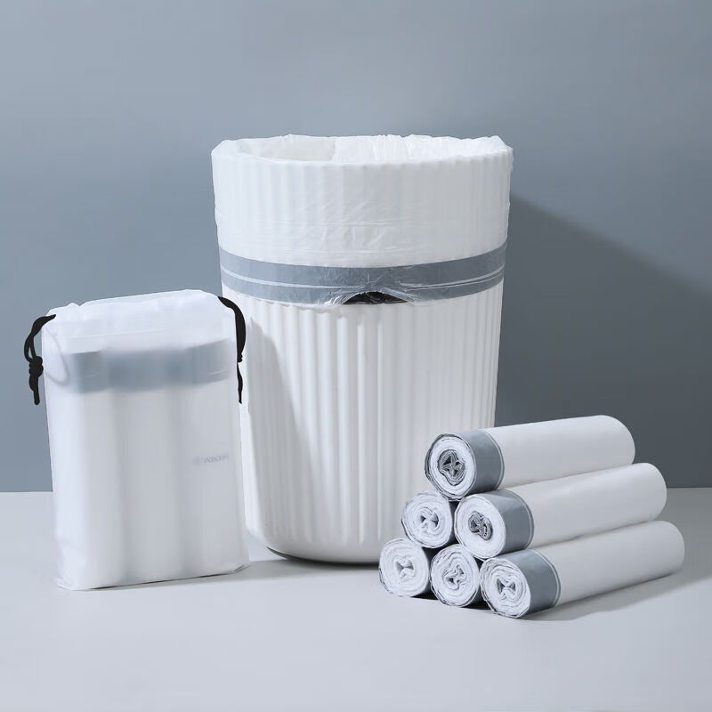 垃圾袋家用加厚抽绳白色垃圾袋大号穿绳袋手提式家居垃圾袋子家用 100