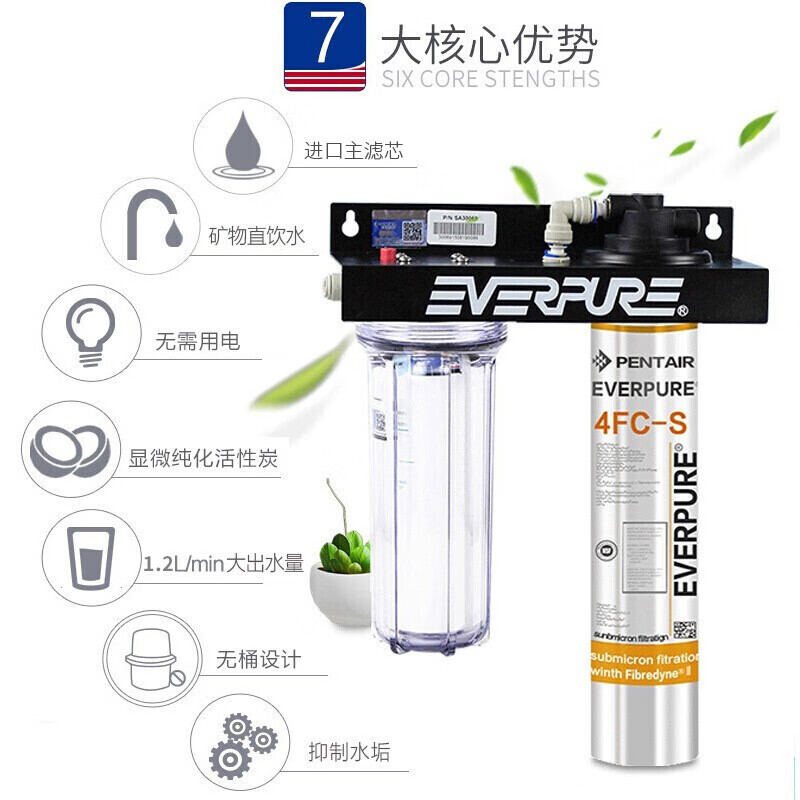 爱惠浦（Everpure）净水器  长寿命滤芯 792G大流量无废水-额定净水量3000L 4FC-S(升级款)家用直饮净水机