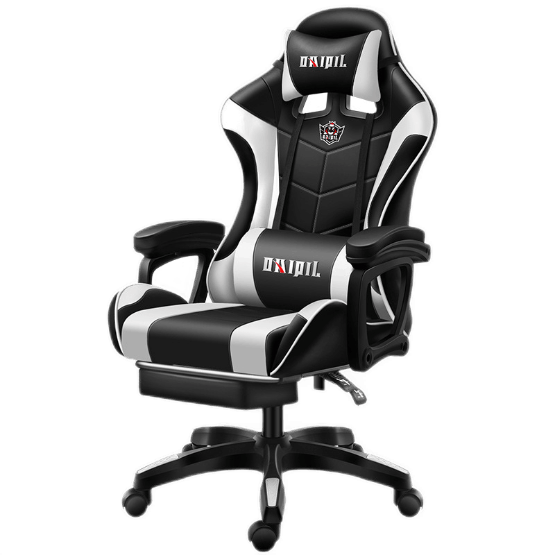 曼莎佳人 电竞椅电脑椅家用人体工学可躺办公座椅学生宿舍游戏椅旋转椅靠背舒适久坐老板椅子 推荐升级款【黑白色+搁脚+乳胶坐垫/靠背】 尼龙脚【承重500斤】一体成型-店长推荐