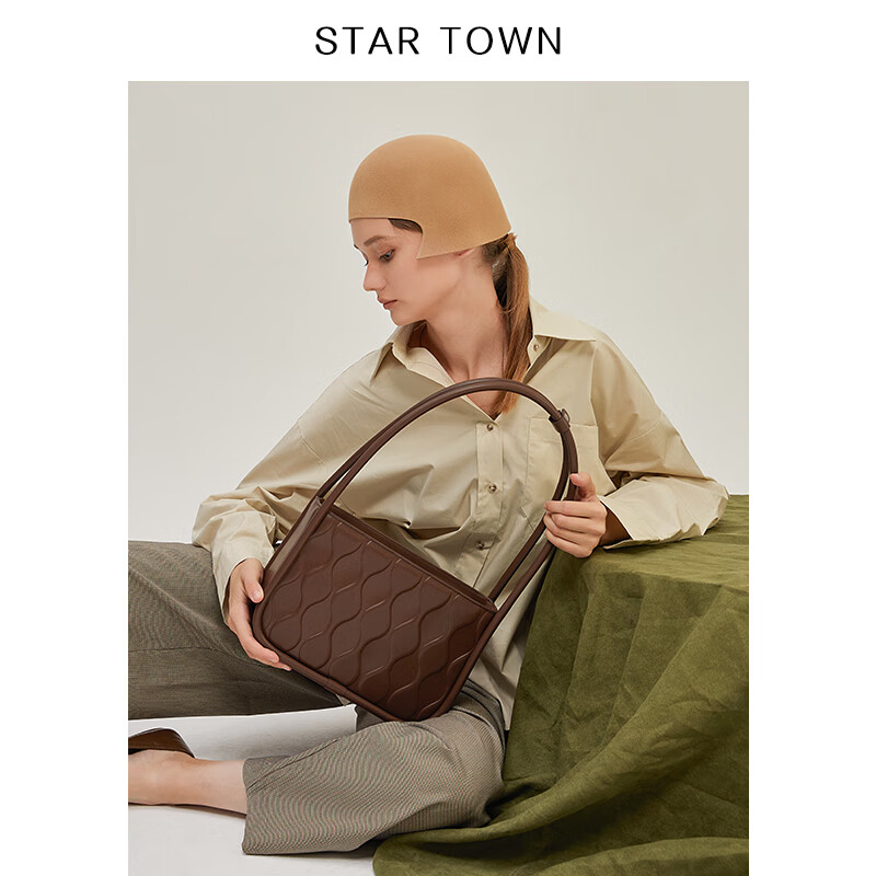 STAR TOWN复古包包女单肩包腋下包大容量手提包小众包情人节 陶土色