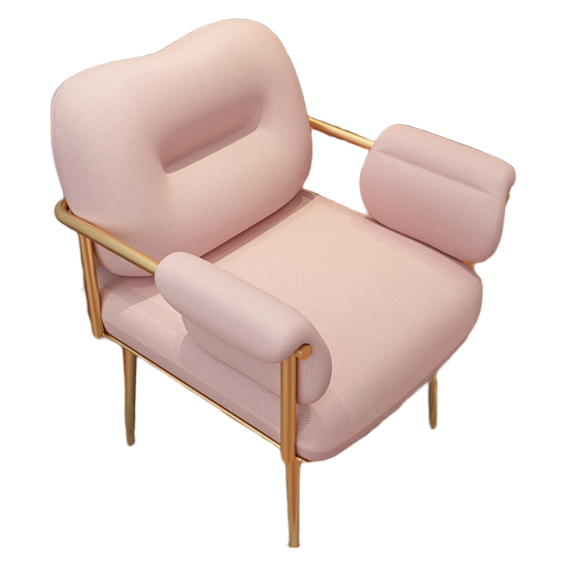 家优梦 轻奢梳妆椅网红椅化妆椅子书桌椅北欧ins餐椅休闲靠背组合美甲椅 皮粉色金腿沙发公主椅