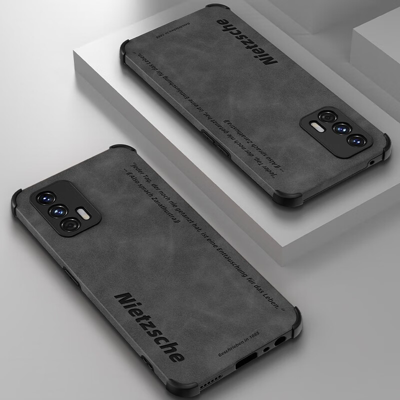 宋兵甲（ZOBIG） 真我 Realme GT\/Neo手机壳防摔 复古皮纹 全包保护 Realme GT/GT Neo【浅雅黑】