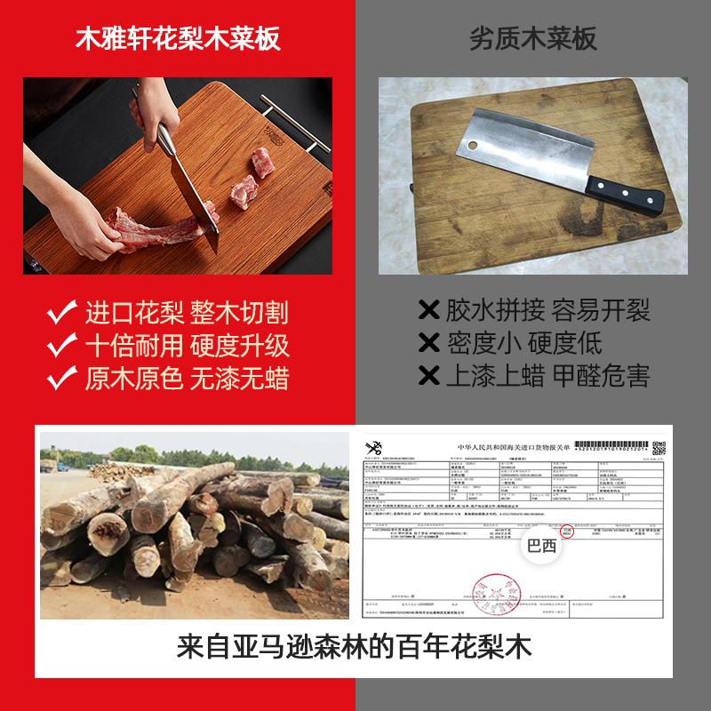 木雅轩花梨木菜板家用实木整木砧板圆形大号加厚案板切菜板厨房占板菜墩 南美花梨木φ42*3.0cm