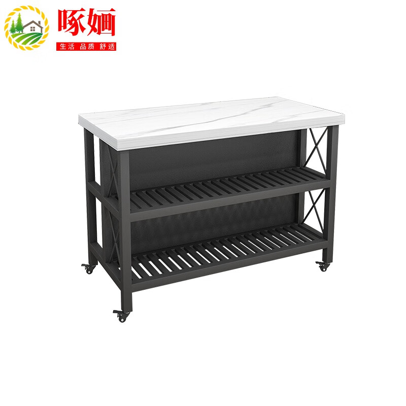 中岛台厨房餐桌一体餐边开放式大理石工作台储物 大理石台面:60*60*85