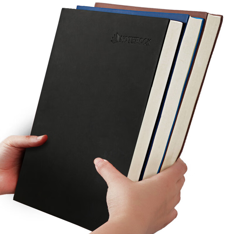超厚软皮本加大办公记事本加厚空白记本子工作会 a4黑色横线款单本