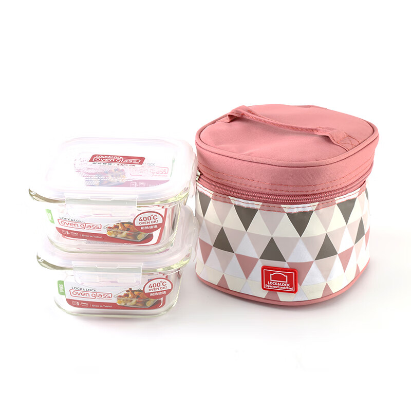 乐扣乐扣 玻璃保鲜饭盒水果便当少女心餐盒小号微波炉 llg214s904 llg