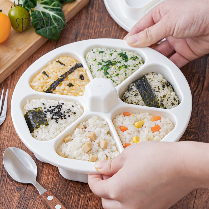 SP SAUCE飯團(tuán)模具三角飯團(tuán)便當(dāng)盒壽司模具六合一做紫菜包飯制作工具模具 六合一飯團(tuán)模具