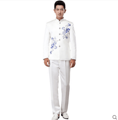 携鱼男二胡表演服装青花瓷大合唱演出服中小学生老年民乐团演奏服