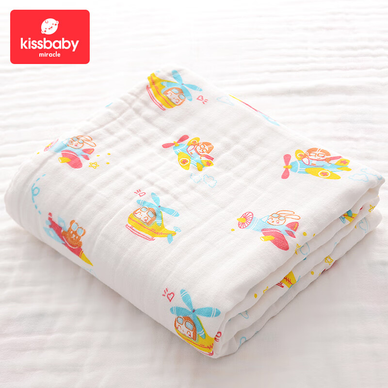 飞机110*110cm 6层纱布浴巾