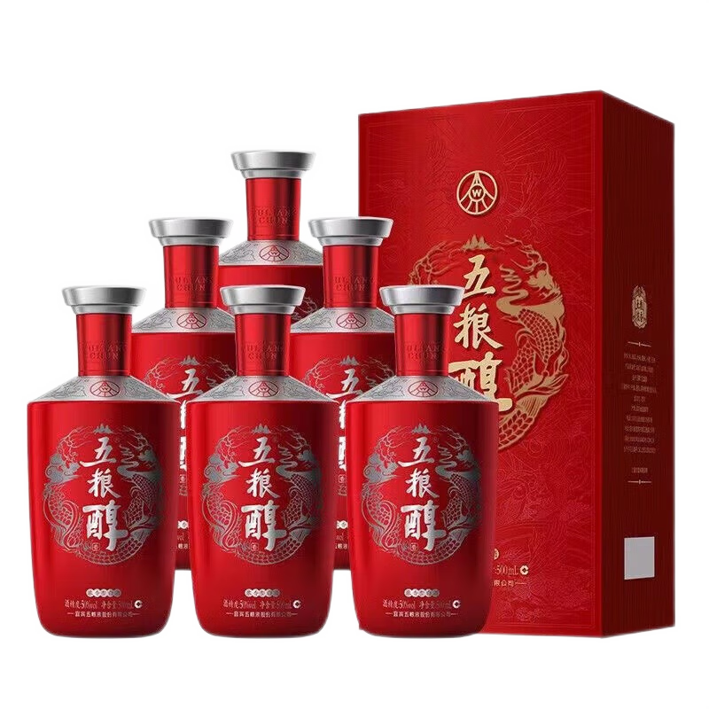 五粮液股份 五粮醇红装 浓香型高度白酒 50度500mL*6瓶整箱装  龙年送礼