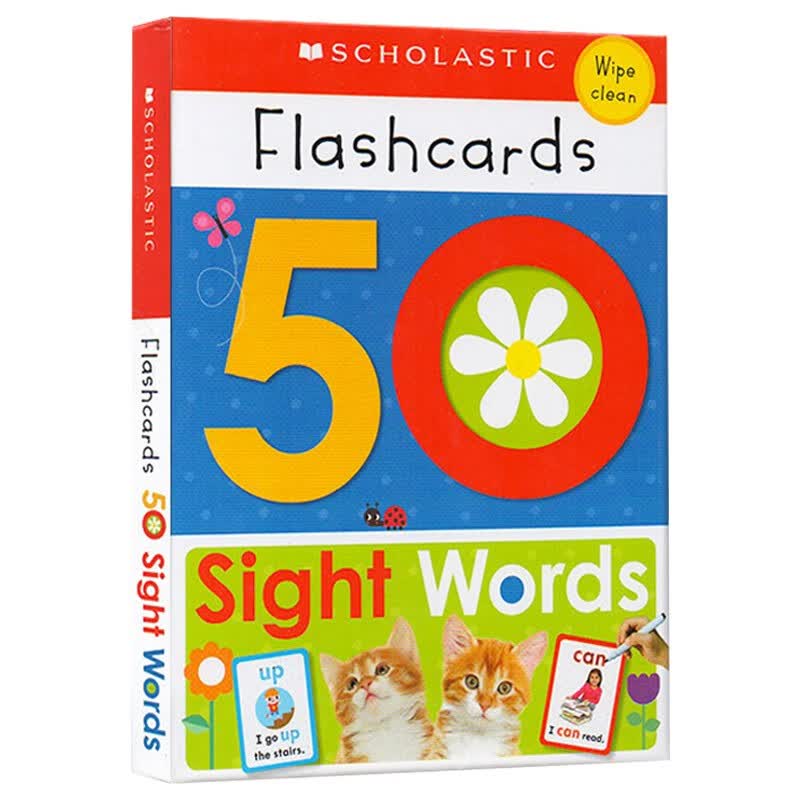 Flashcards 50 Sight Words 学乐低幼启蒙早教 25张字卡 50个高频词 Scholastic Early Learners 英文原版