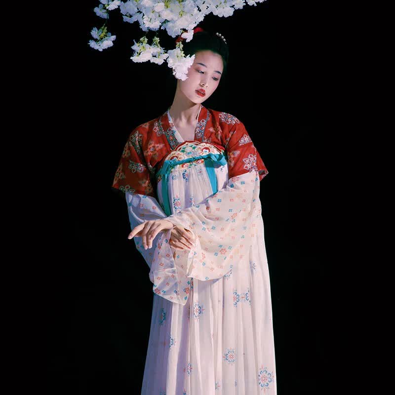 重回汉唐花想容颜原创唐制褙子齐胸襦裙直领对襟广袖衫汉服女夏款 红色唐背子 160/M使用感如何?