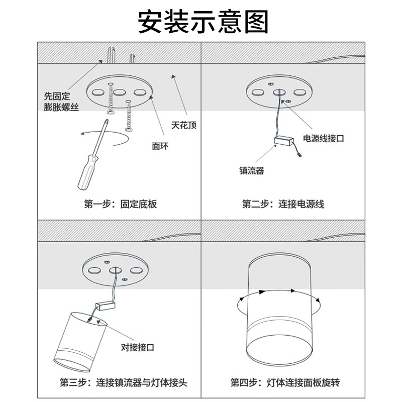 献瑜明装筒灯圆形cob吊线射灯过道背景墙北欧客厅免开孔走廊灯 明装