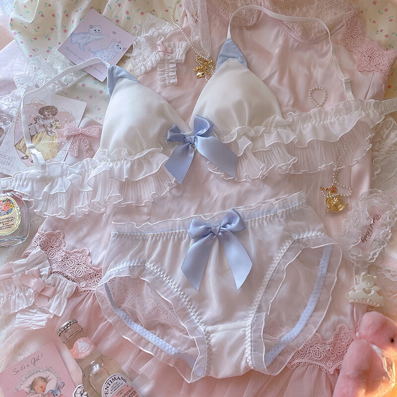 极丽蔻日系软妹纯欲猫咪耳朵少女可爱内衣白色轻薄款无钢圈平胸文胸