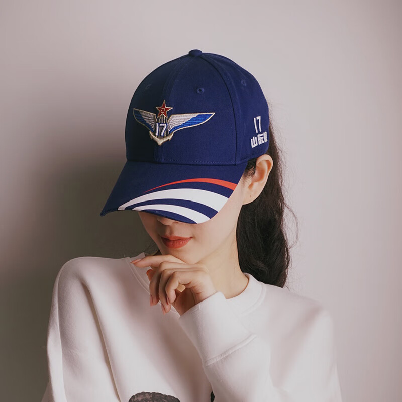 荣造 山东舰棒球帽航母17系列主舰帽男户外休闲大号刺绣遮阳帽子蓝色