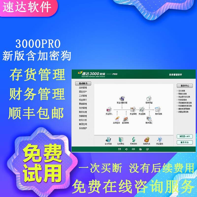 速达软件 速达3000pro商业版进销存财务软件管理客户关系采购销售仓库
