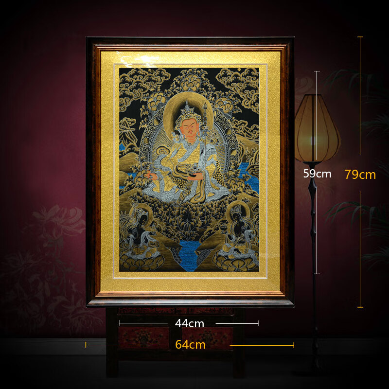 上行道手绘唐卡挂画莲花生大士画像菩萨大师人物装饰画客厅玄关中式