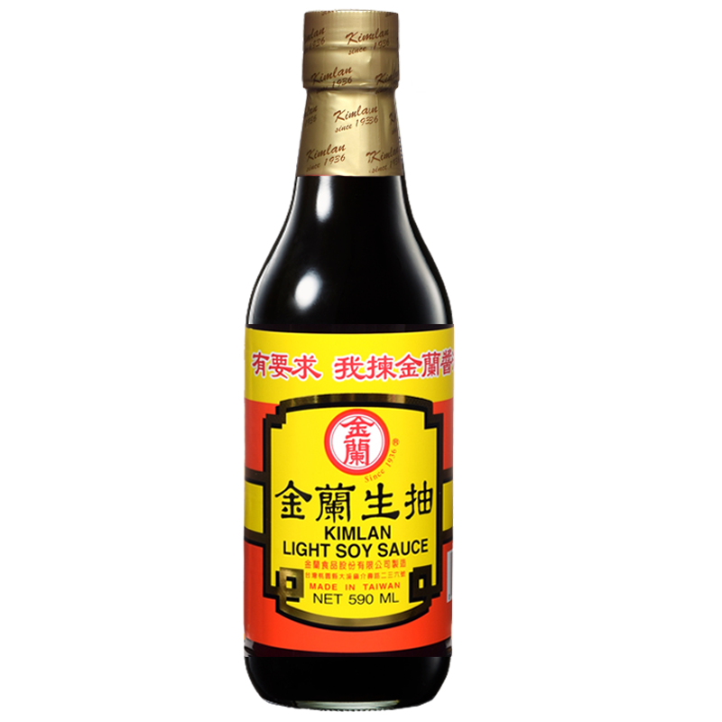 金兰（KIMLAN）中国台湾生抽纯酿造酱油590ML刺身酱油卤肉饭三级酱油玻璃瓶 2瓶装