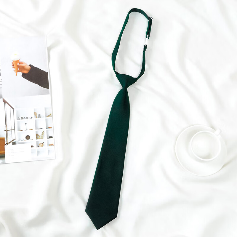 黑泽木领带 免打结jk黑色小领带女生日系领结免打结学院风绿色衬衫男