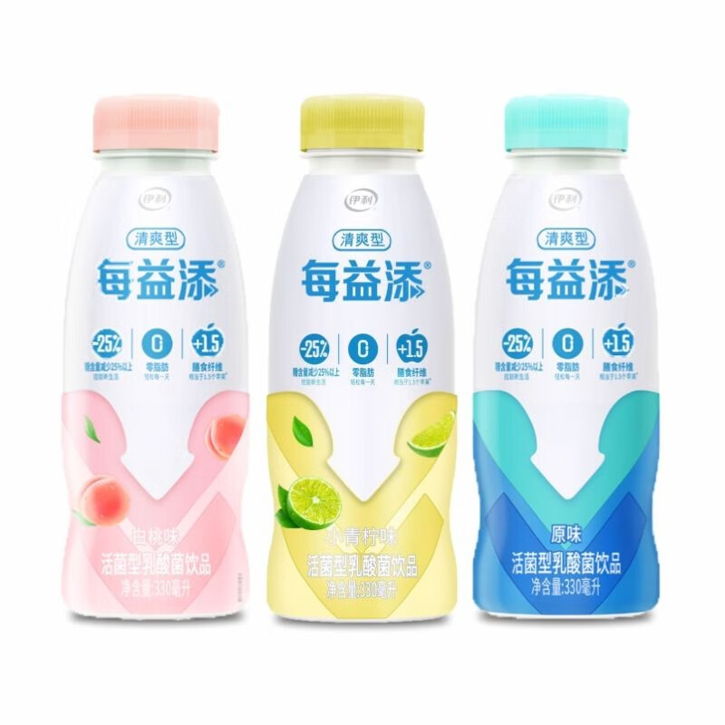 伊利每益添小白乳330ml零脂肪活性乳酸菌饮品 混合口味*10瓶(可备注)