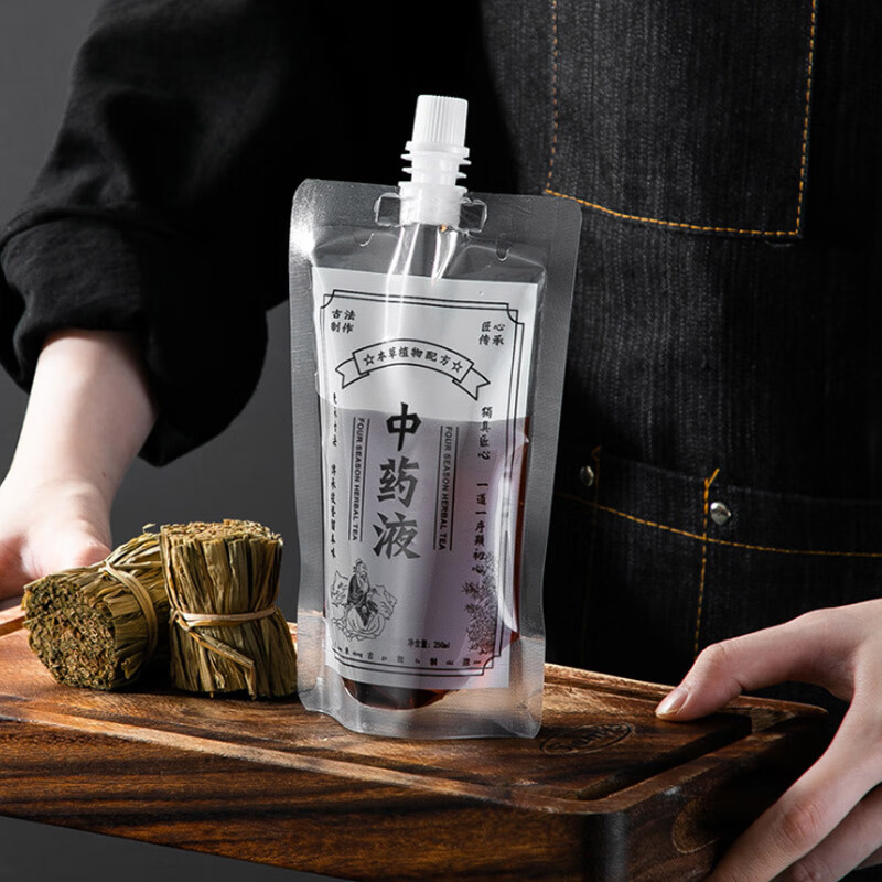 全适中药袋300ml 50只装 吸嘴便携自立自封袋包装袋分装袋液体密封袋
