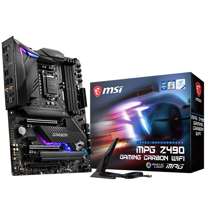 微星(MSI)MPG Z490 GAMING  CARBON WiFi暗黑板电脑主板 支持 CPU 10900K/10700K（Intel Z490/LGA 1200）