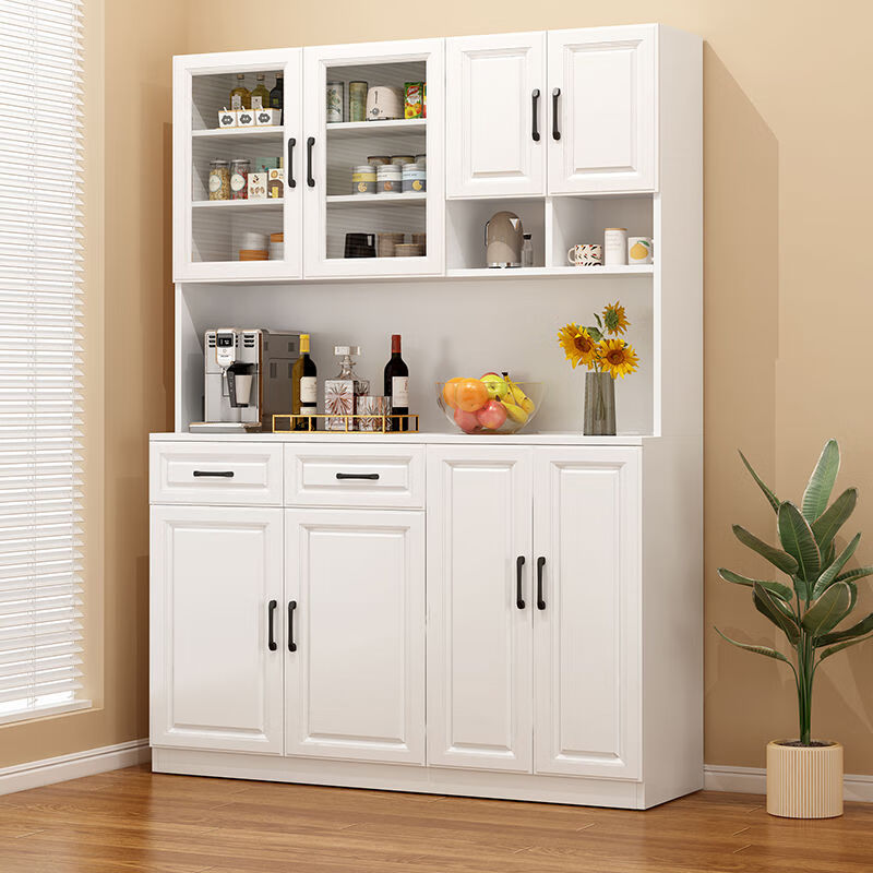 奢概念2025新款餐边柜一体靠墙高低柜子简易茶水柜客厅置物柜厨房储物柜 B款高级灰+暖白 现货即发 送货入户