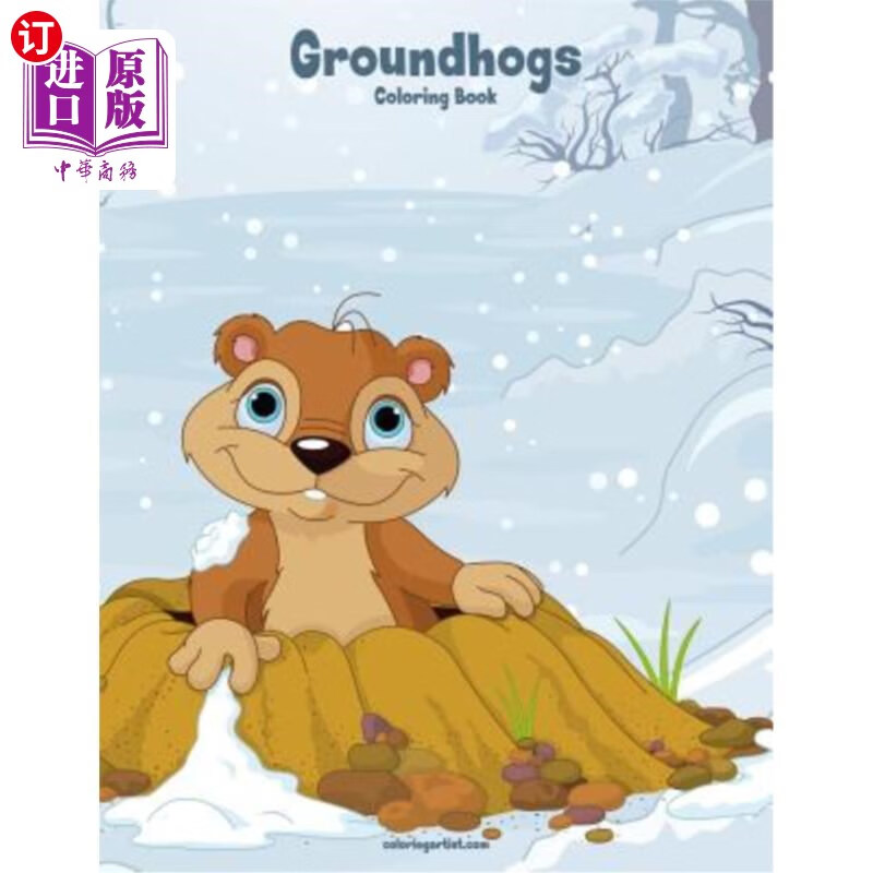 海外直订groundhogs coloring book 1 土拨鼠填色书