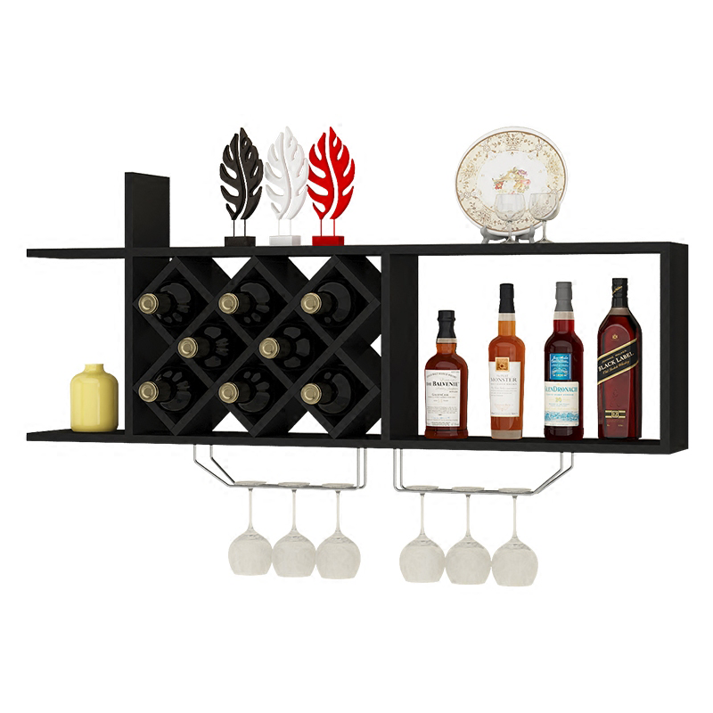 琪皓阁 现代简约壁挂酒柜酒架墙上酒柜架菱形酒格餐厅挂壁挂酒柜式红酒架 白色【1.2米】