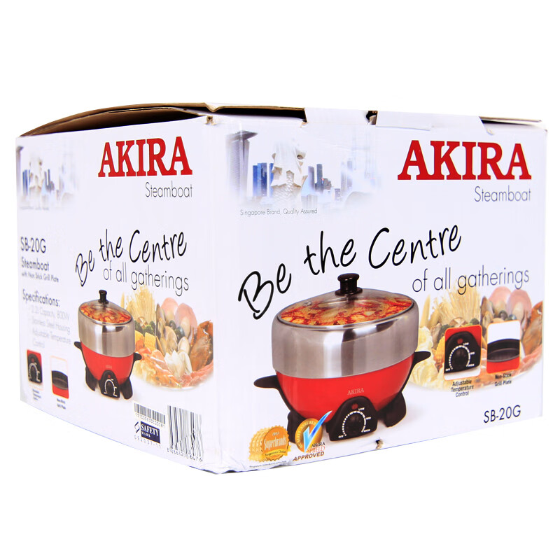 爱家乐电火锅电蒸锅304不锈钢家用分体电煮锅3升多功能带蒸笼