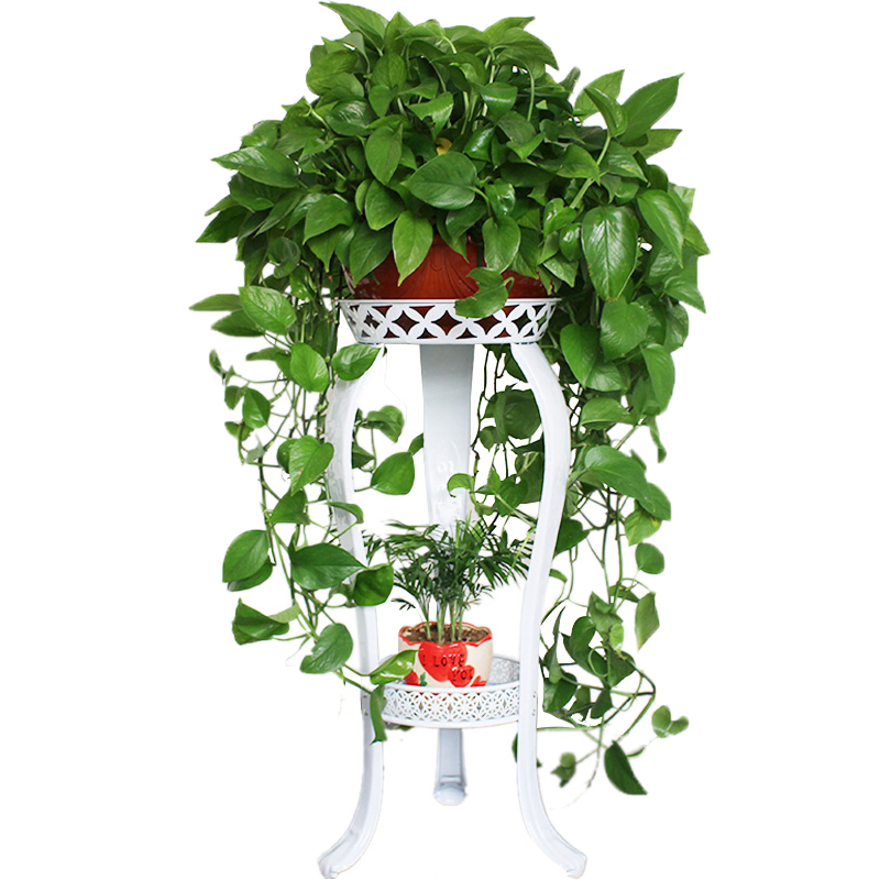 火月亮 欧式铁艺落地花架多层绿萝吊兰客厅阳台地面室内花盆花架子  咖啡(一个) 【高82cm】