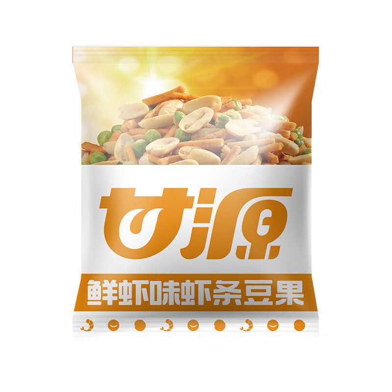 甘源鲜虾味烤肉味虾条豆果小包装休闲小吃散装零食食品 鲜虾味285g*1