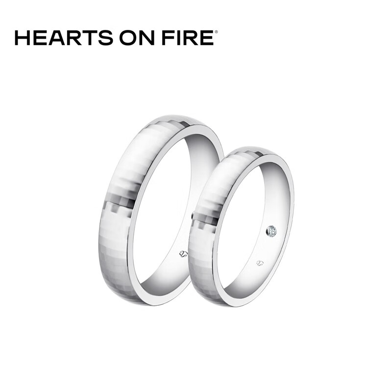 周大福礼物 【定制】hearts on fire 马赛克对戒 情侣钻石戒指多款可