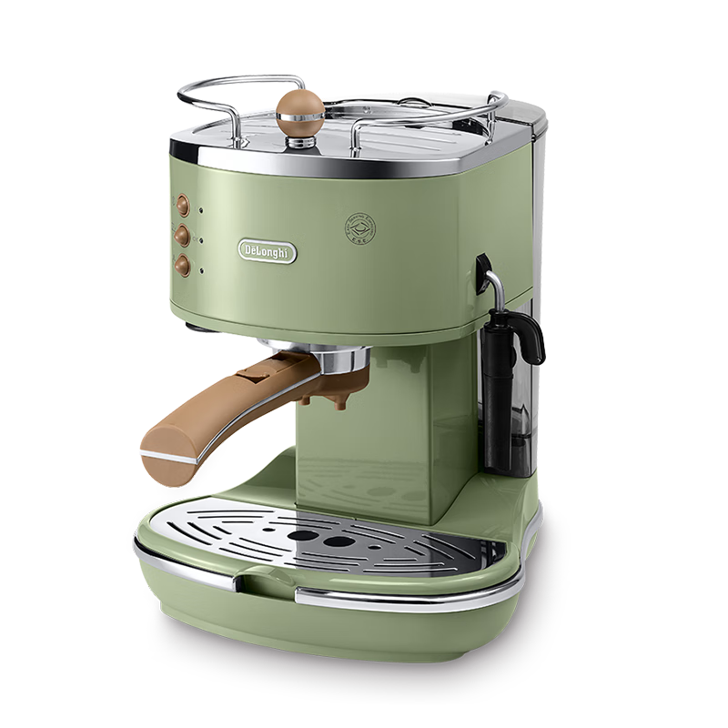 德龙（Delonghi）咖啡机 复古系列半自动咖啡机 家用意式浓缩 泵压式不锈钢锅炉 ECO310.VGR 橄榄绿1213861