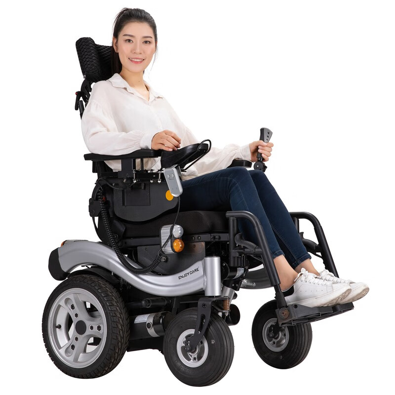 伊凯 电动轮椅越野型可电动后仰进口配置16寸真空轮胎前后灯控速度13KM续航远带减震残疾人老人轮椅车 橙色