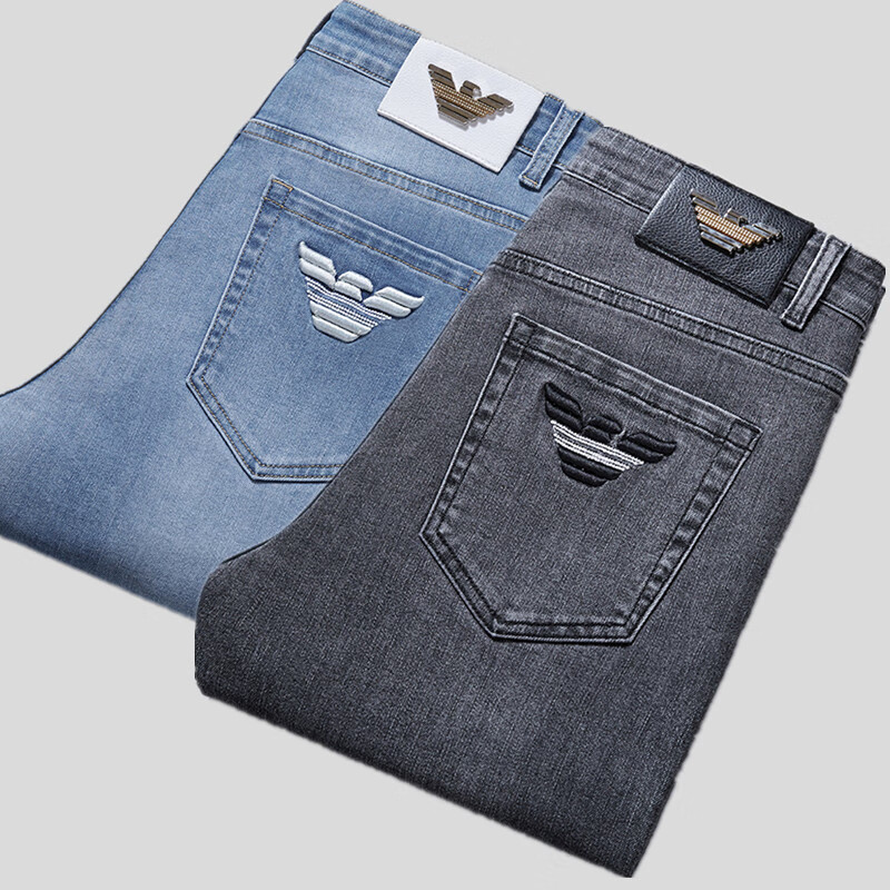 aj armani jeans2023春夏季新款男式牛仔裤韩版薄款弹力小直筒修身