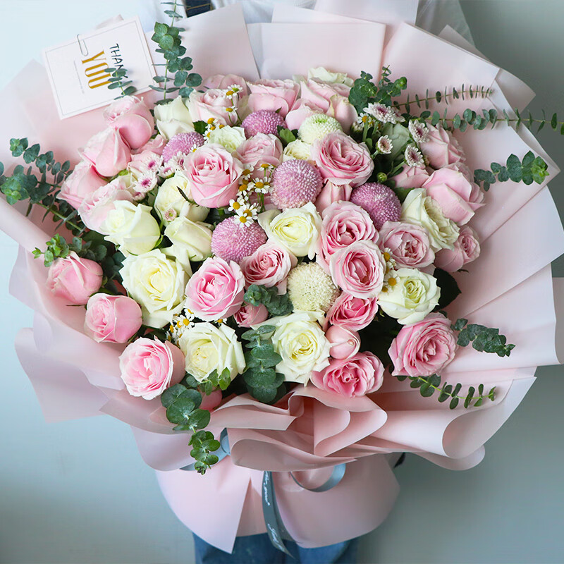 初卉鲜花速递玫瑰花束鲜花同城配送女友妈妈全国花店 n款-33朵粉玫瑰